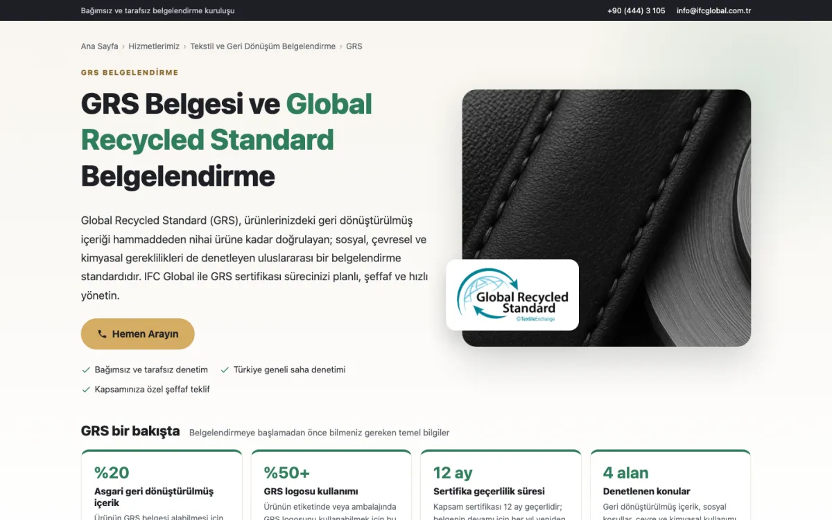 IFC Global web sitesi ekran görüntüsü