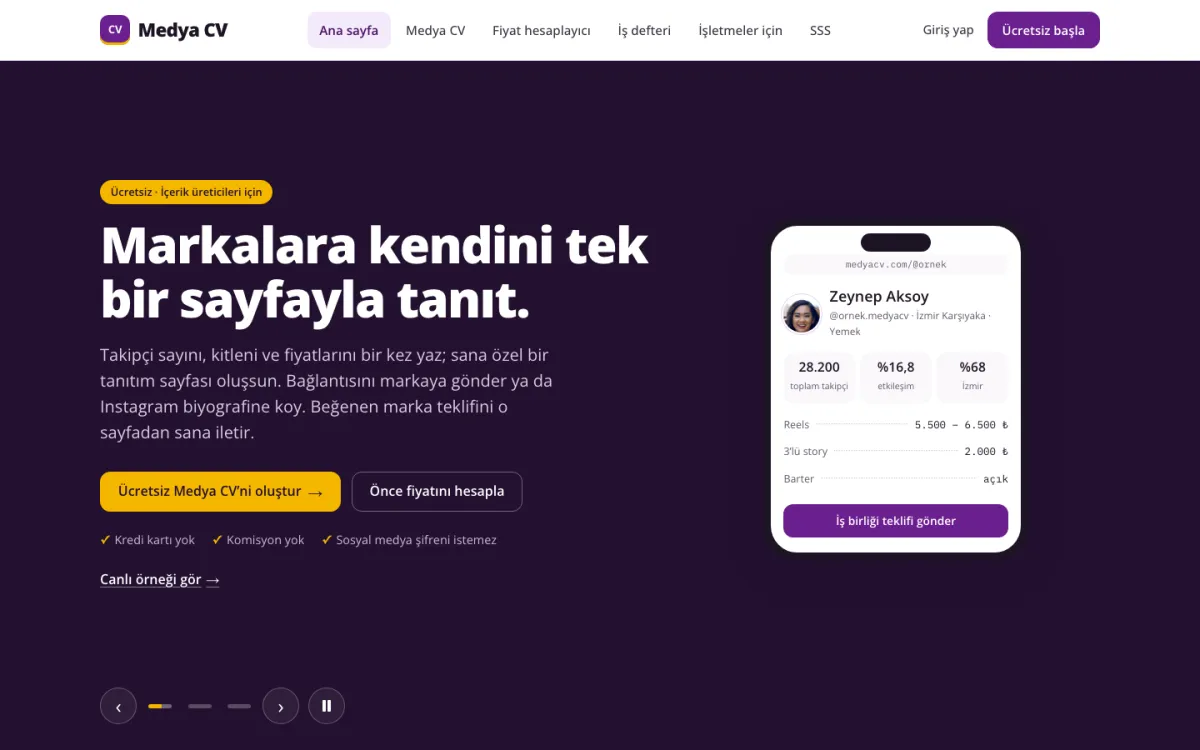 Medya CV ekran görüntüsü