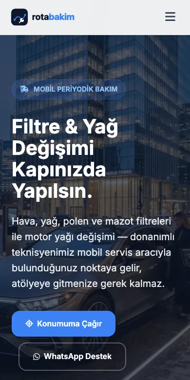 rotabakim web sitesinin telefondaki görünümü