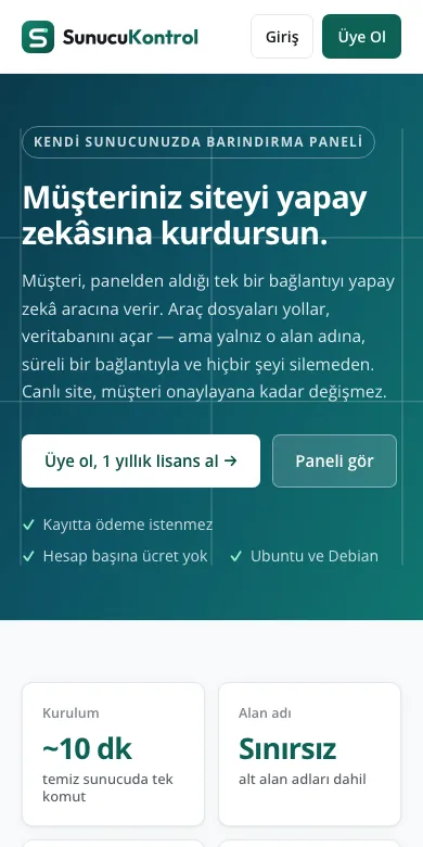 SunucuKontrol telefondaki görünümü