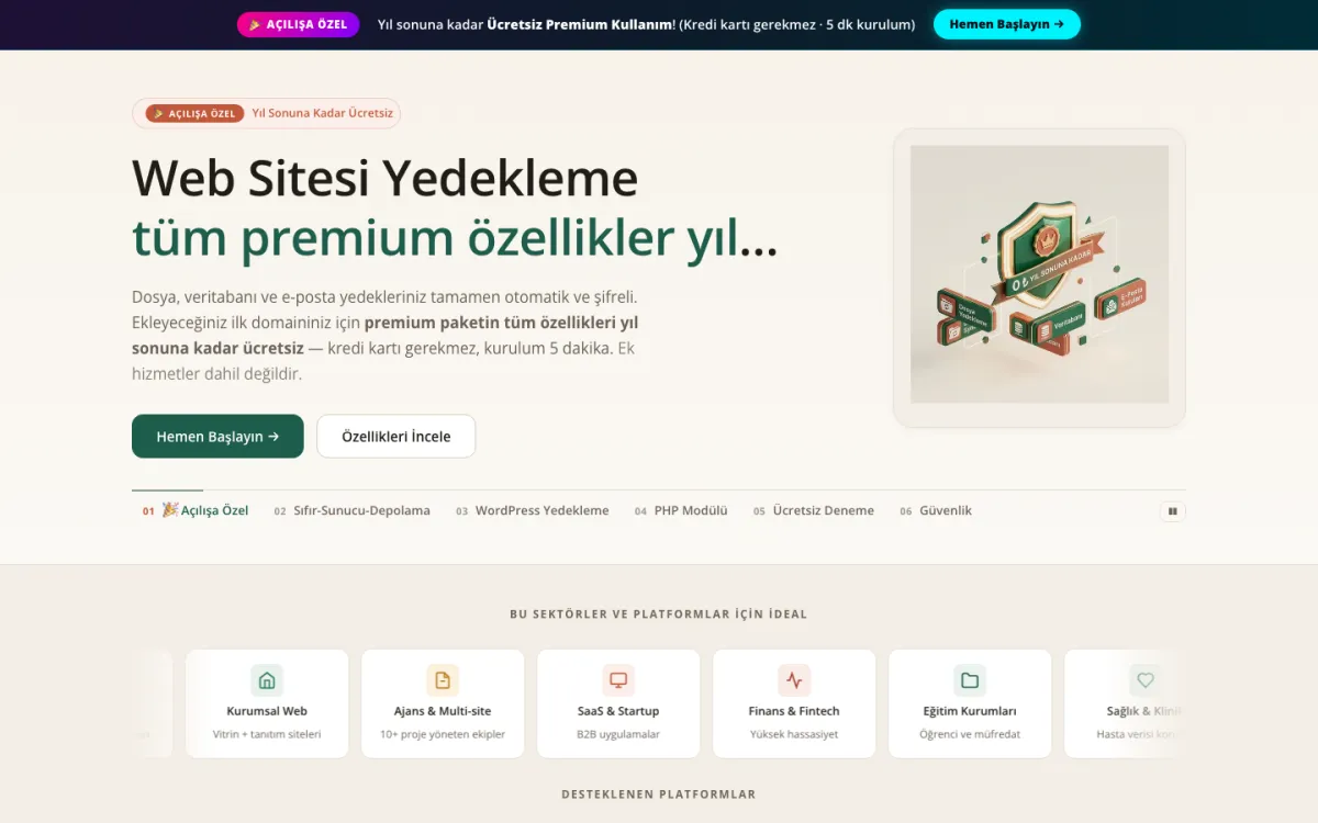 Yedekalma ekran görüntüsü